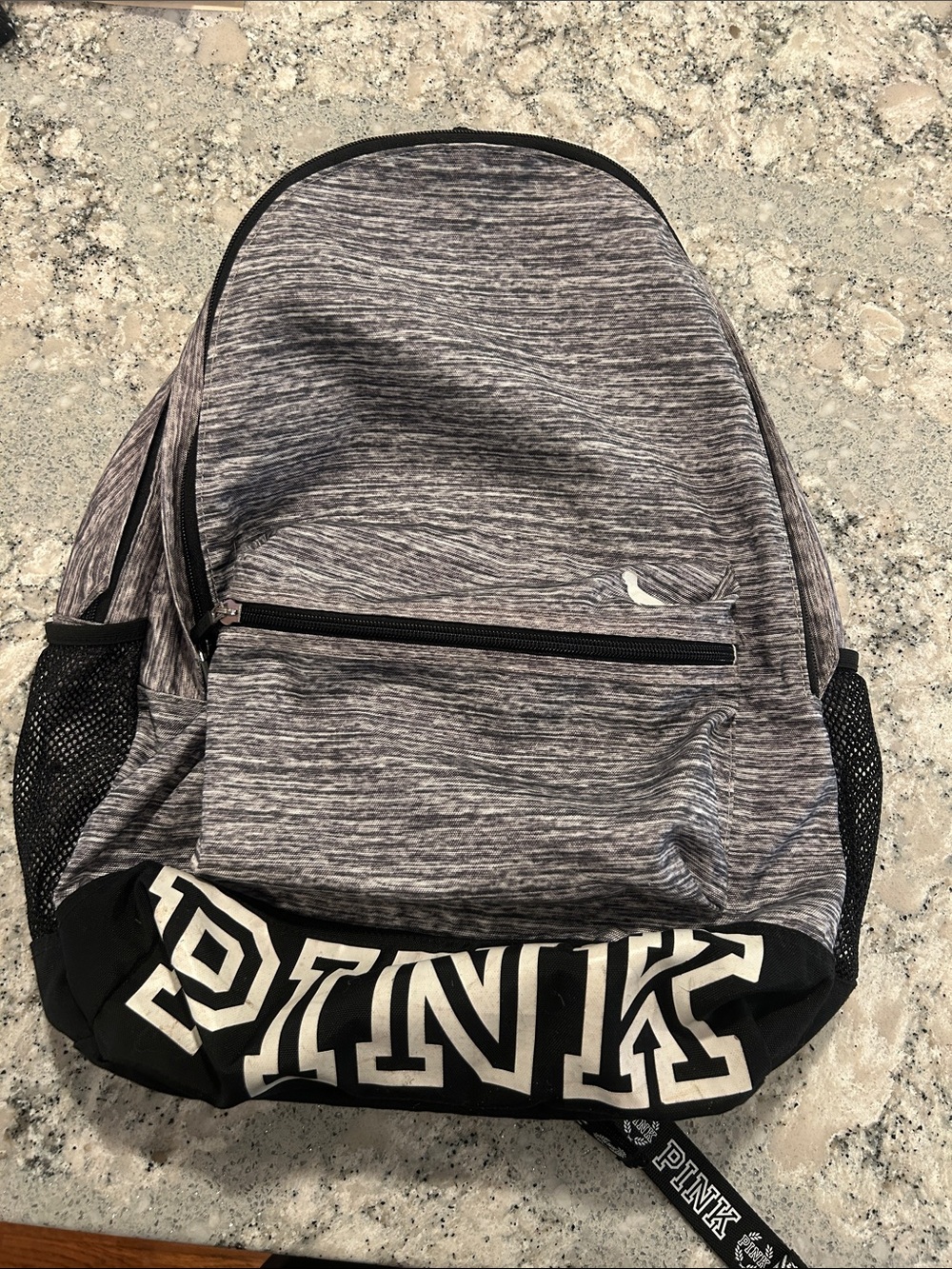 PINK Victoria's Secret Heather Gray & Black Logo Backpack